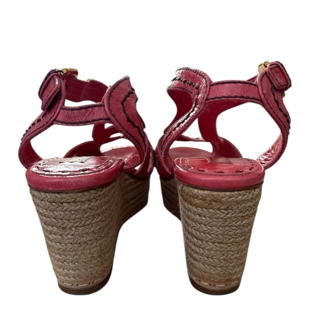 EUC - Prada Women's Pink Wedge Sandal Espadrilles - size 37.5/US7.5